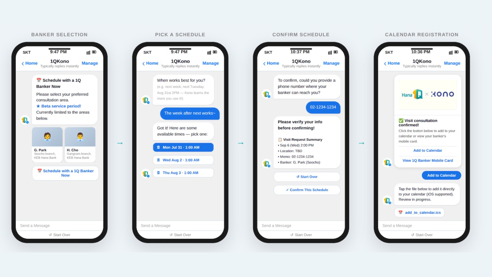 Kono — Conversational Appointment Bot for 1Q Bankers
